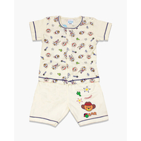 Cream and Navy Blue Color Cartoon Print T-Shirt For Boys, Color: Navy Blue, Size: M