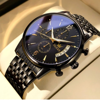 Olevs 2867 Black Stainless Steel Chronograph Wrist Watch For Men - Black