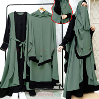 Indonesia Stylish Hijab Niqab Borkha  Set (Light Olive), Size: 36