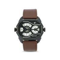 Fastrack Men's Black Dial Black Leather Strap Watch