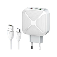 Ldnio A3310Q Smart Charger 30W QC3.0 18W & Dual Auto-ID With Fast Charging Cable Type-C / Lightning