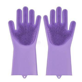 Silicone Dish Washing Kitchen Hand Gloves-Purple