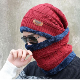 Unisex Sherpa Beanie & Neck Warmer-Red