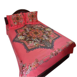Cotton Fabric Multicolor Print Double King Size Bedsheet Set