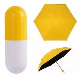 7" Mini Folding Umbrella with Cute Capsule Case