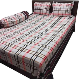 Check Printed Bed Sheet with Pillow Covers