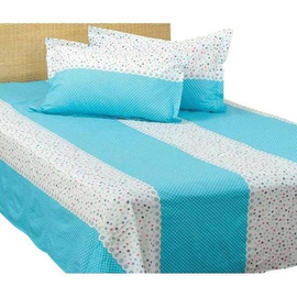 Cotton King Size Bed Sheet with Pillow Covers-Aqua Blue