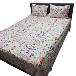 Cotton King Size Bed Sheet with Pillow Covers-Floral