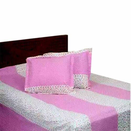 Cotton King Size Bed Sheet with Pillow Covers-Light Pink