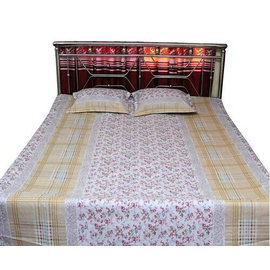 Cotton King Size Bed Sheet with Pillow Covers-Multicolor