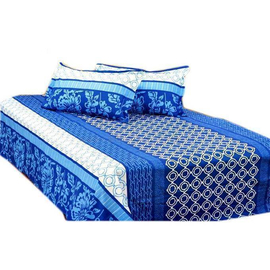 Cotton King Size Bed Sheet with Pillow Covers-Royal Blue