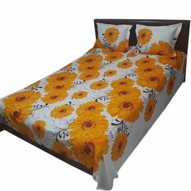 Floral King Size Bed Sheet with Pillow Covers-Yellow