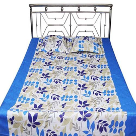 Blue Floral Bed Sheet with Pillow Covers