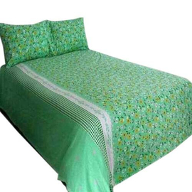 Cotton King Size Bed Sheet with Pillow Covers-Green