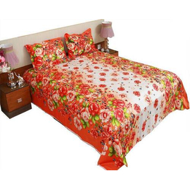 Cotton King Size Bed Sheet with Pillow Covers-Orange