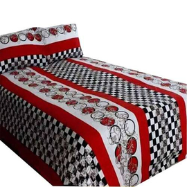 Cotton King Size Bed Sheet with Pillow Covers-Red