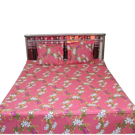 Floral Bed Sheet with Pillow Covers-Pink