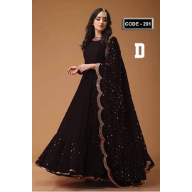 Unstiched Black Georgette Gown For Women