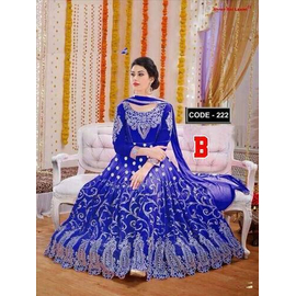 Unstiched Blue Georgette Gown For Women