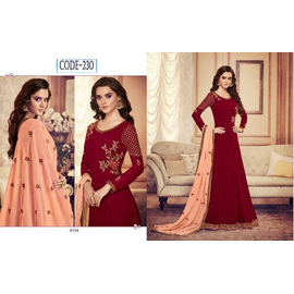 Unstiched Maroon Georgette Gown For Women