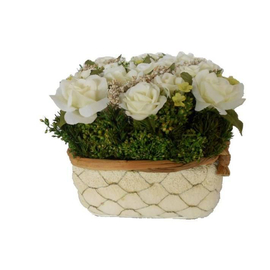 Roses w/gypso In Sq Padding Planter  (WM/PD02) 18X18X14CM H