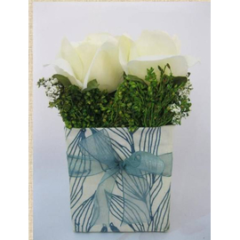 French Roses Garden On Sq Prn Cotton Planter (PCE01) 11X11X15CM H