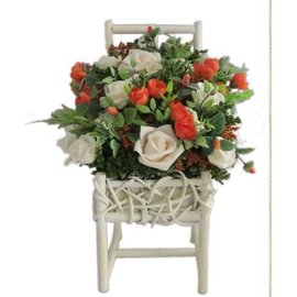 Garden Roses In Rattan Tall Chair (MESH/CHAIR) 20X15X30CM H