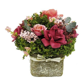 Mix Rose Arr In Sq c/mat Planter (CM23) 17X17X18CM H