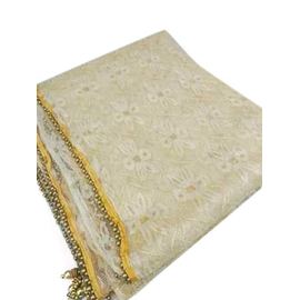 Cream Soft Net Saree For Women