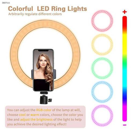 10" RGB LED Soft Ring Light with Tripod Stand for Photography Makeup YouTube Video Shooting Selfie, 2 image