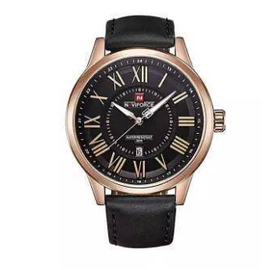 NF9126 - Black Leather Analog Watch