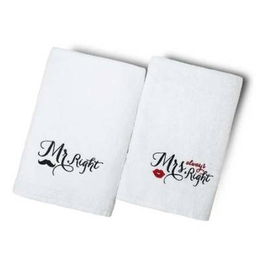 Mr & Mrs Premium White Bath Towel