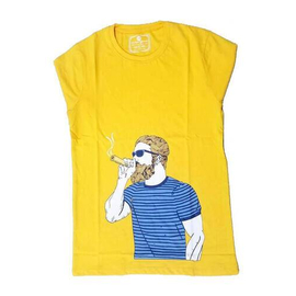 Light Yellow Cotton T-Shirt For Men