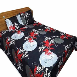 Black Color Floral Printed Bed Sheet