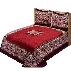 King Size Batik Printed Bed Sheet-Red