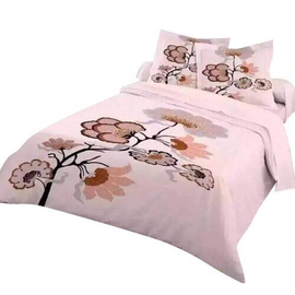 King Size Printed Bed Sheet-Light Peach