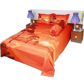 King Size Printed Bed Sheet-Orange