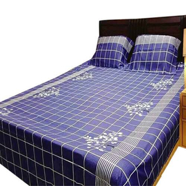 Printed King Size Bed Sheet-Royal Blue