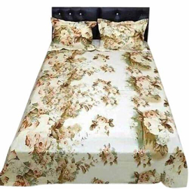 White Floral Printed Bed Sheet