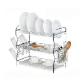 3 Layer Dish Drainer - Silver, 2 image
