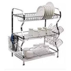 3 Layer Dish Drainer - Silver, 5 image