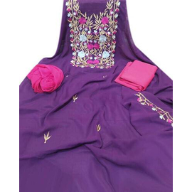 Unstitch Weightless Georgette Salwar Kameez-Purple & Megenda