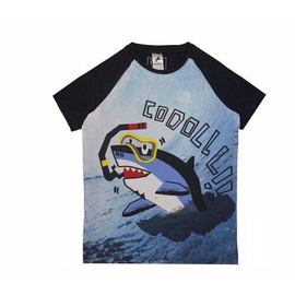 Navy Shark Print Boys T-Shirt