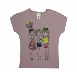 Pink Doll Print Girls T-Shirt