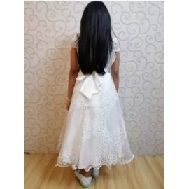 White Decorative Tissu Gown(3-6Y), 3 image