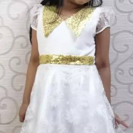 White & Golden Sequence Gown(5-6Y), 2 image