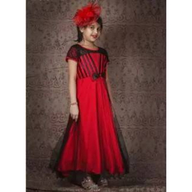 Red Black Satin Gown(1-2Y)