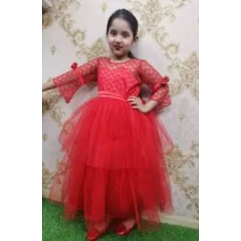 Red Color Girls Party Gown(7-10Y)