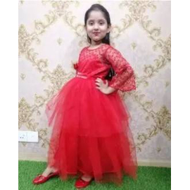 Red Color Girls Party Gown(3-4Y), 2 image