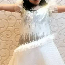 White & Silver Sequence Gown(3-4Y), 2 image